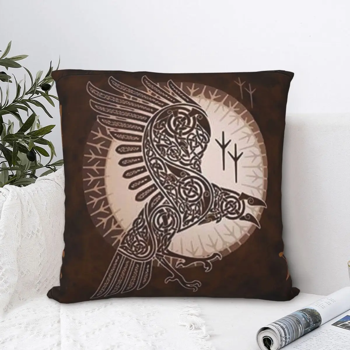 

Drapeau Hugin Throw Pillow Case Vikings Cushion Home Sofa Chair Print Decorative Hug Pillowcase