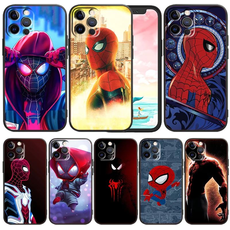 

Cool Marvel Spiderman Art Phone Case For Apple iPhone 14 13 12 Mini 11 XS Pro Max X XR 8 7 Plus SE 2020 Funda Black TPU Cover