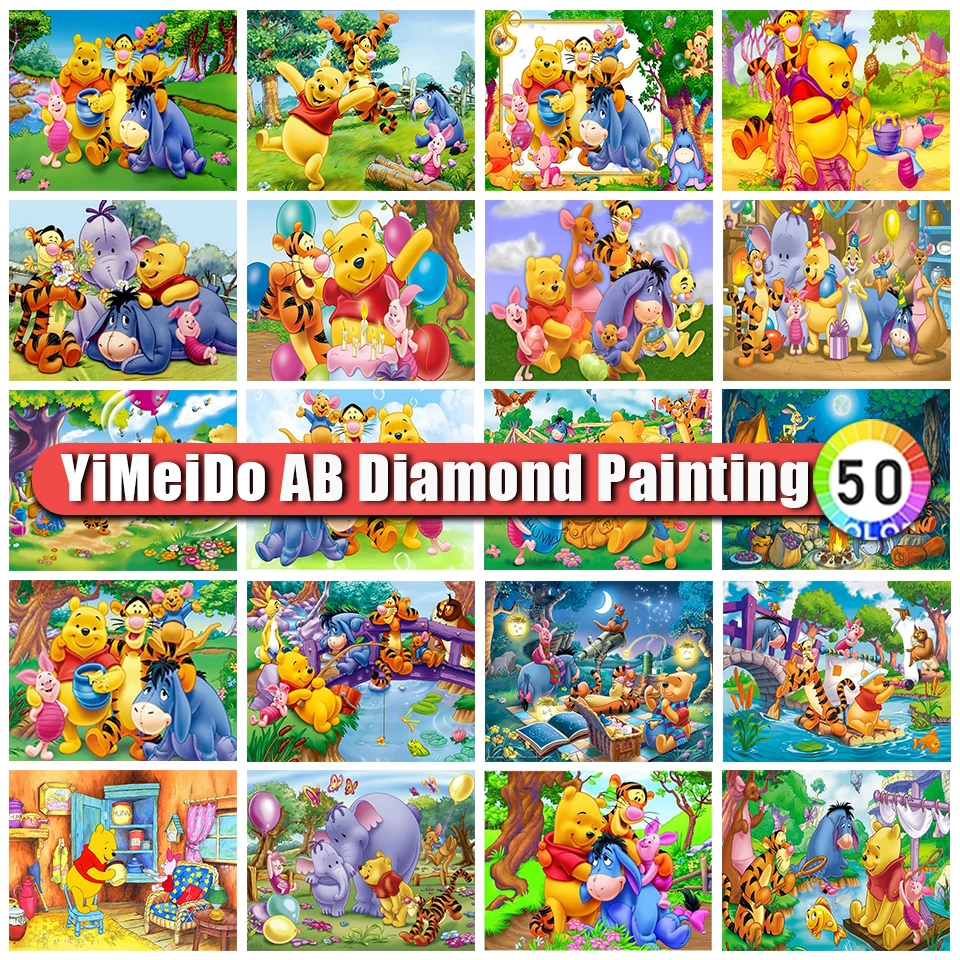 

Disney 5D AB Diamond Painting Cartoon Winnie The Pooh Full Diamond Embroidery Mosaic Art Picture Cross Stitch Kit for Children