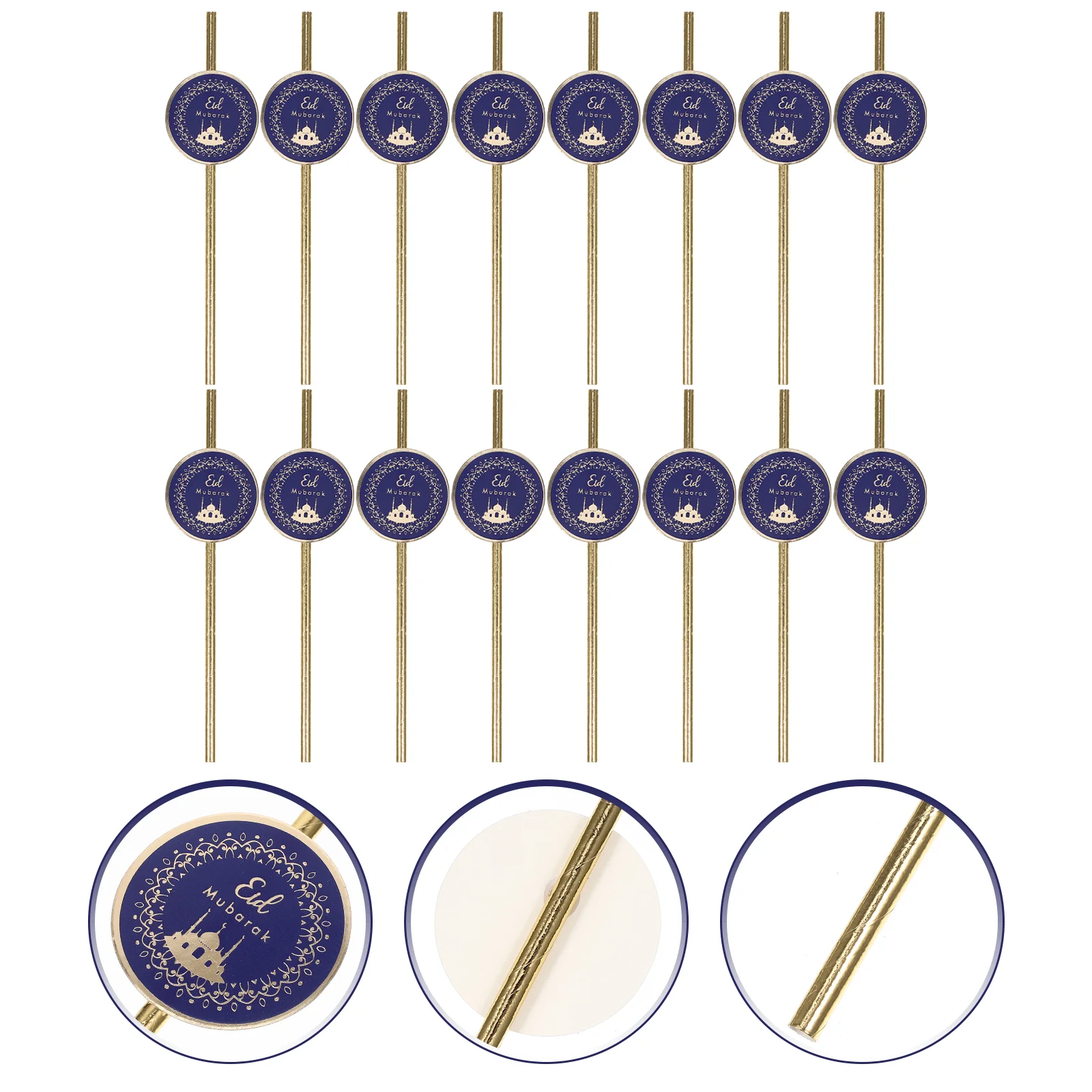 

Straws Party Eid Paper Straw Tableware Mubarak Decor Supplies Birthday Ramadan Disposable Islamic Cake Festival Dinner