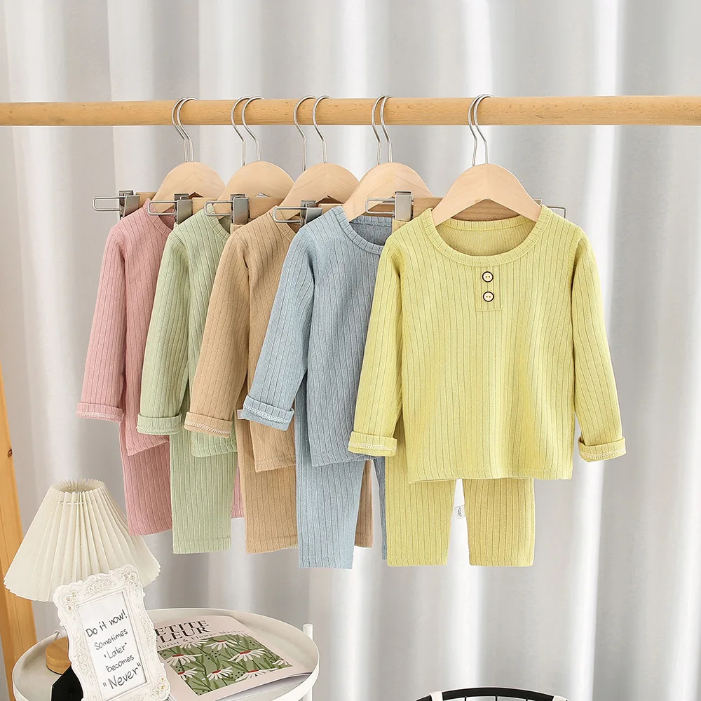 

New Soft Thermal Wear Clothes Suit for Kids Boys Girls Long Sleeve Clothes Pants Underwear Sets Kids Home Clothes Pajamas