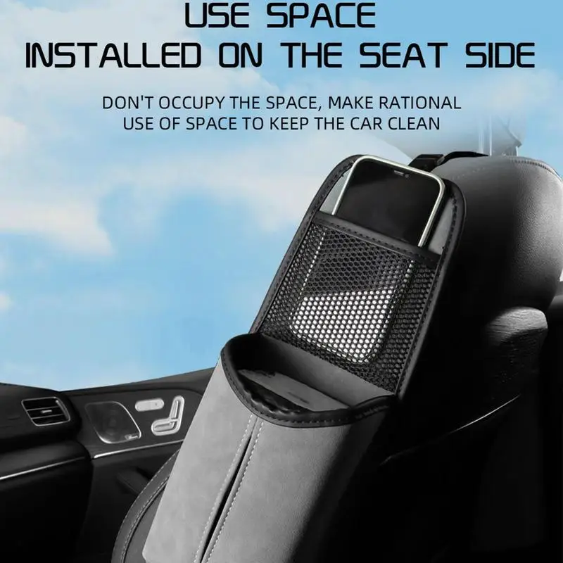 

Органайзер на сиденье автомобиля, подвесная сумка для хранения на боковом сиденье, сетчатый Карманный держатель, автомобильный Стайлинг, держатель для телефона