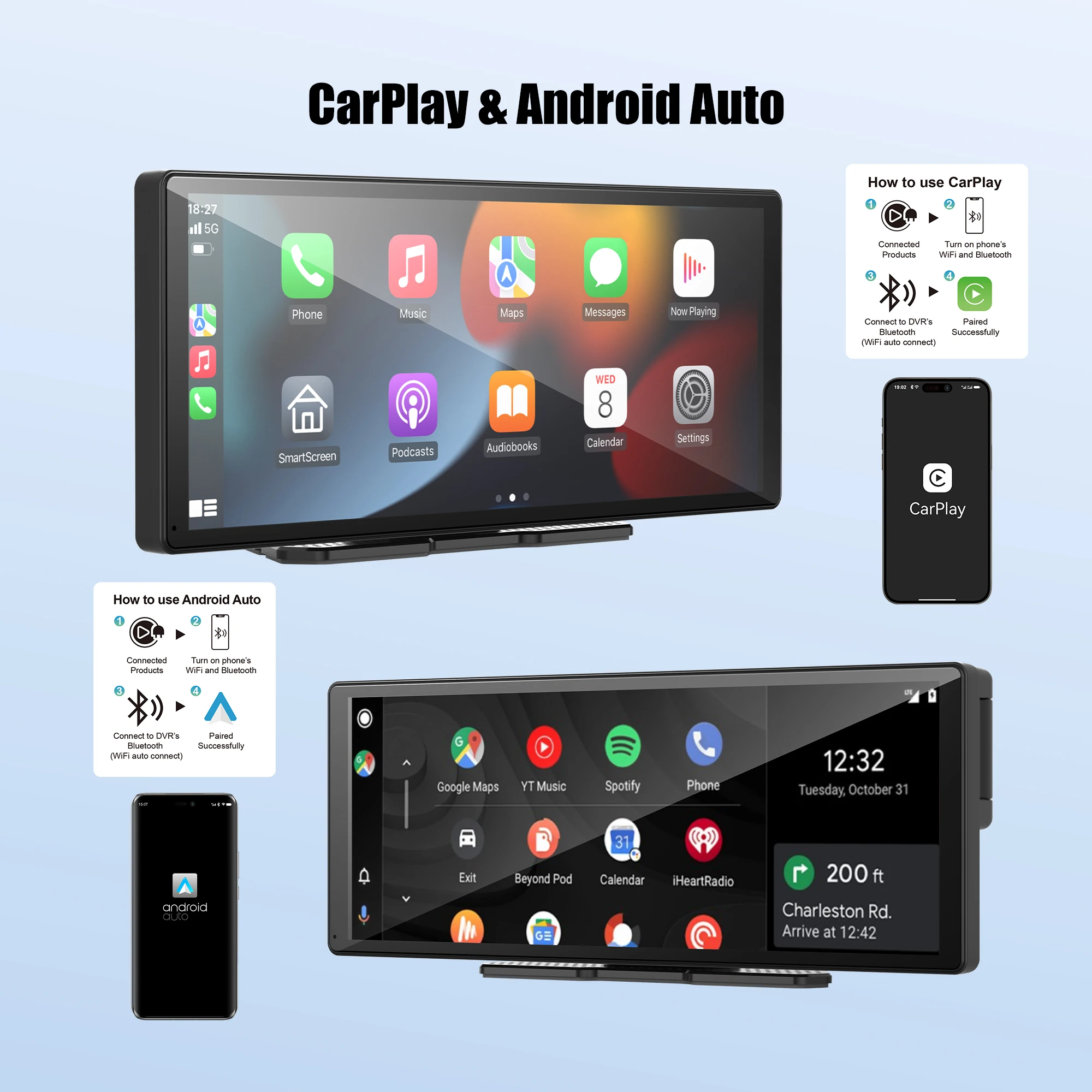 11 3-дюймовый видеорегистратор 4K 2160P автомобильное зеркало видеозапись Carplay и Android