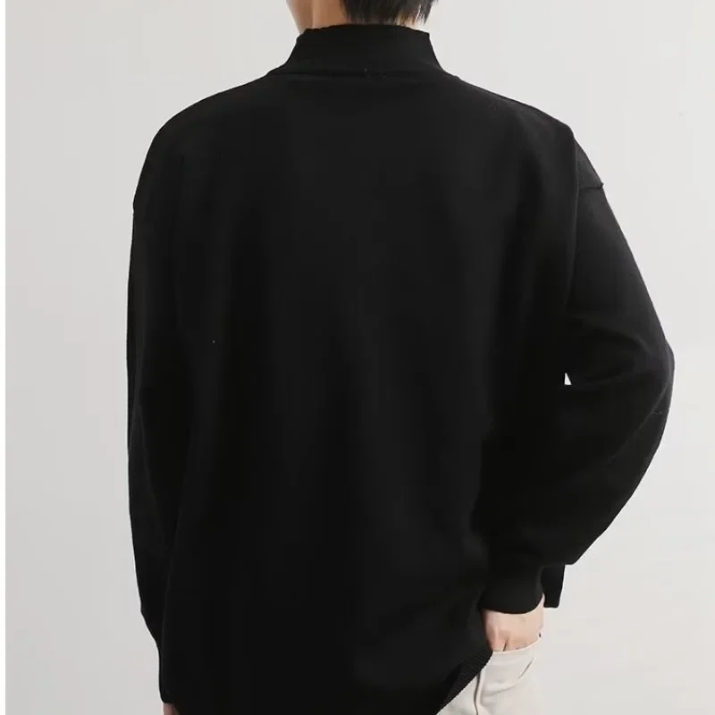 Осень/зима мужской свитер-поло/черепаха свободный крой повседневный однотонный