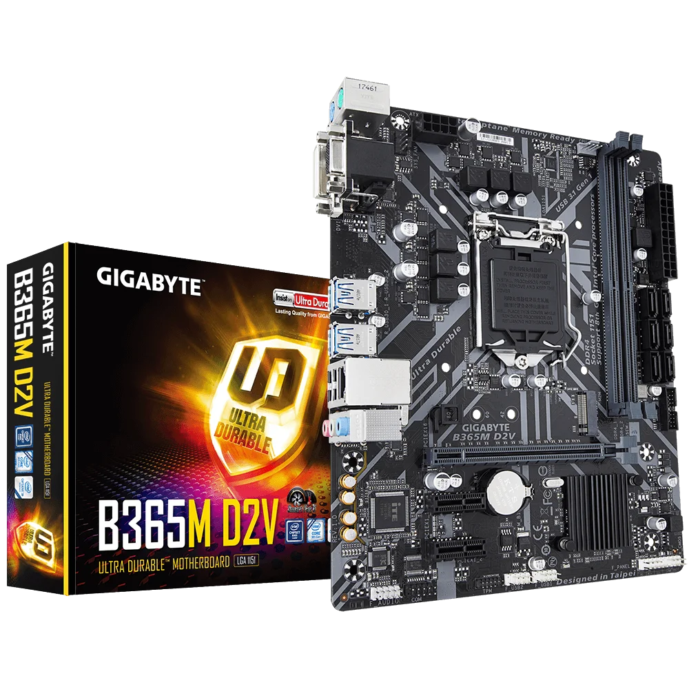 

Новая двухканальная Материнская плата GIGABYTE B365M D2V Micro ATX Intel B365 M.2 SSD, 32 Гб, поддержка 8 9 Gen LGA 1151