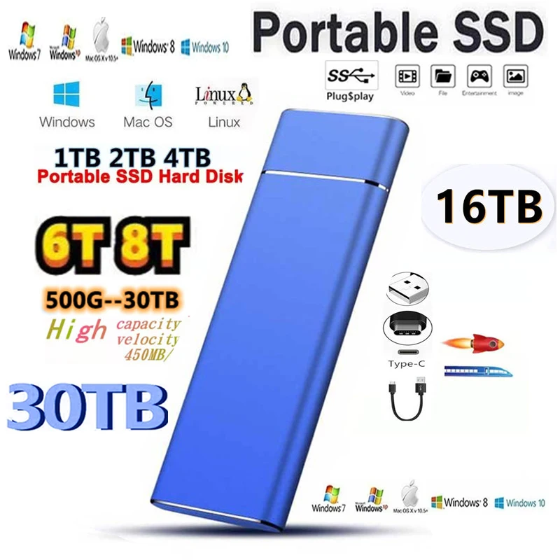 

Original 500GB External Hard Drive SSD Mobile Solid State Drive for PC Laptop USB 3.1 1TB 2TB Storage Mobile Hard Drive Portable