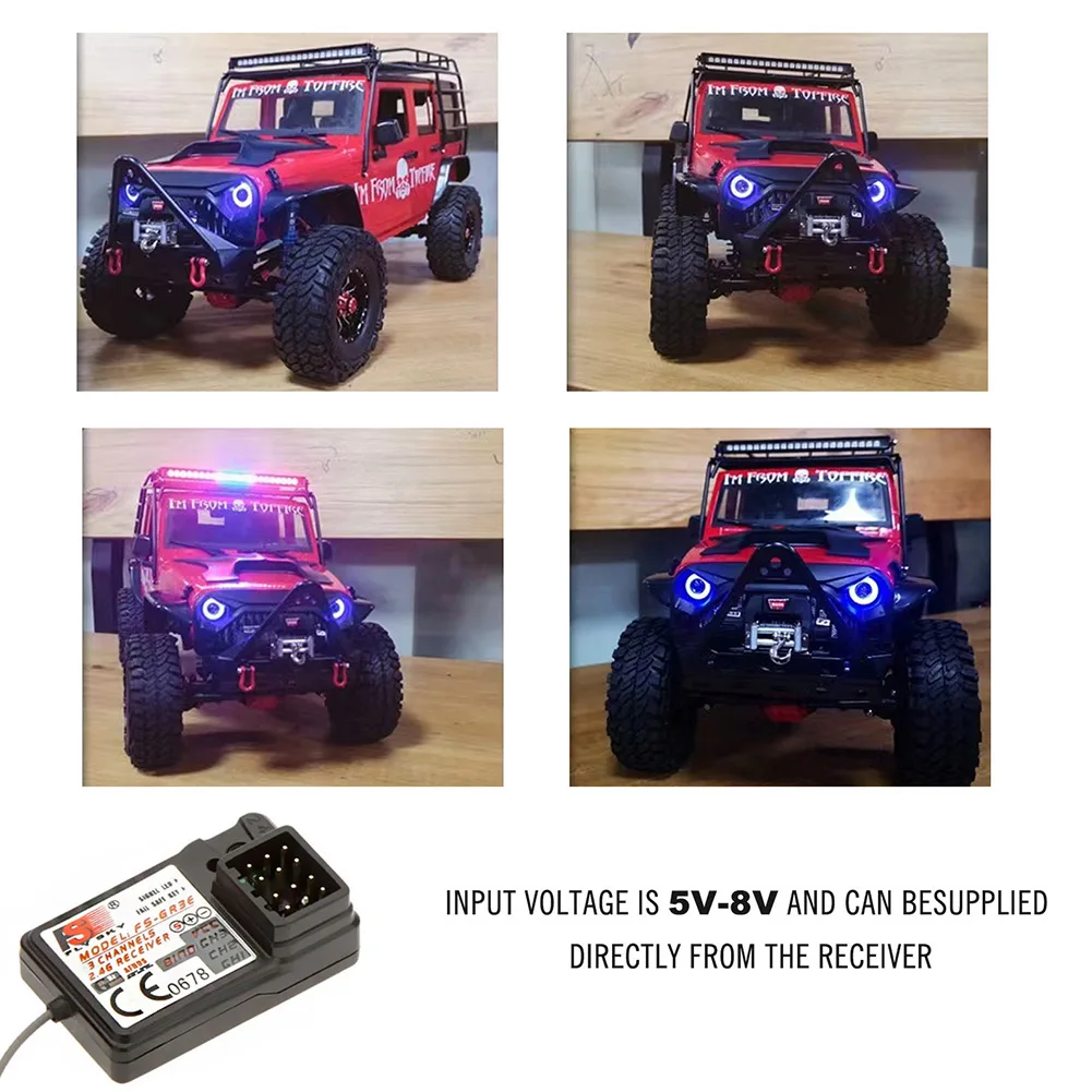 

RC Model Auto Replacement Parts Remote Control Toy Cars Lights For RC Rock Crawler AxialSCX10 RC Car Headlight With 12 Modes