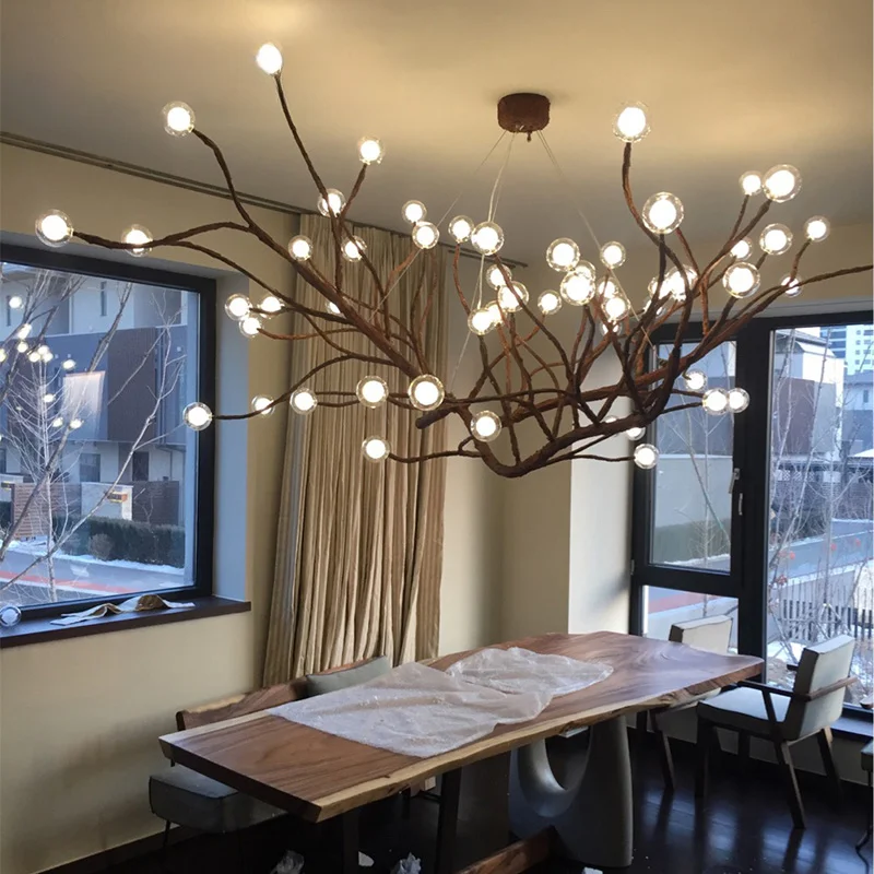 

Pendant Light Led Art Chandelier Lamp Room Decor Tree retro industrial wind restaurant cafe decoration European resin loft