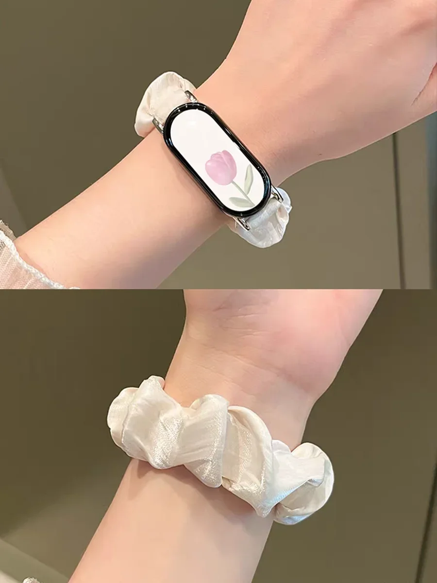 Фото Хорошая шифоновая эластичная сила для Xiaomi Band 10, кожаная петля для часов с Xiaomi Band 9 8, новый дизайн, аксессуары для ремешков №1