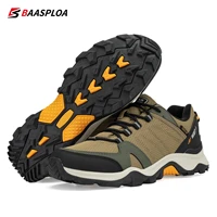 baasploa 2022 mens waterproof leather hiking shoes non slip wear resistant outdoor travel walking shoes fashion climbing shoes