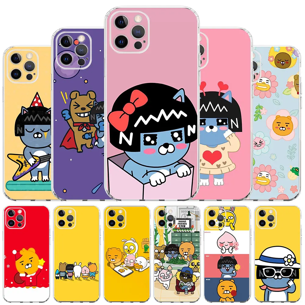 

Kakao Friends Clear Case For Apple iPhone 14 11 13 Pro 12 7 8 Plus SE 2022 XR X XS Max 6 6S Silicone Phone Cover