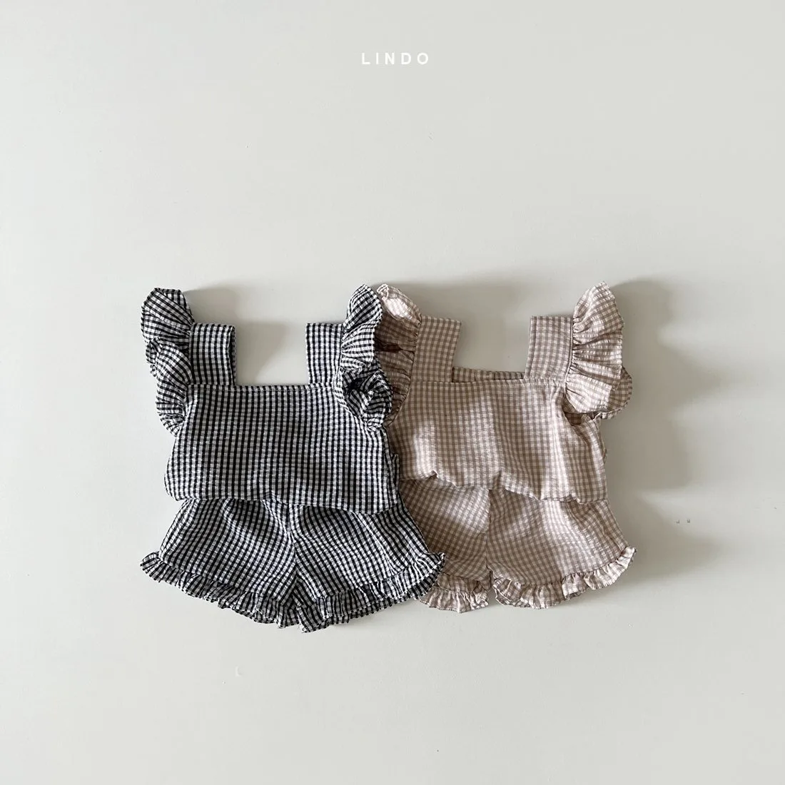 

Baby Girl Plaid Clothes Set Casual Agaric Edge Short Sleeve T-shirt Top + Shorts Girl Simple 2pcs Suit Kid Summer Thin Outfits