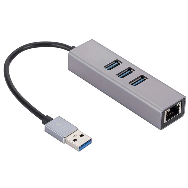 

USB гигабитная сетевая карта из алюминиевого сплава, 3 порта 3,0 концентратор USB к RJ45 гигабитная сетевая карта Ethernet адаптер