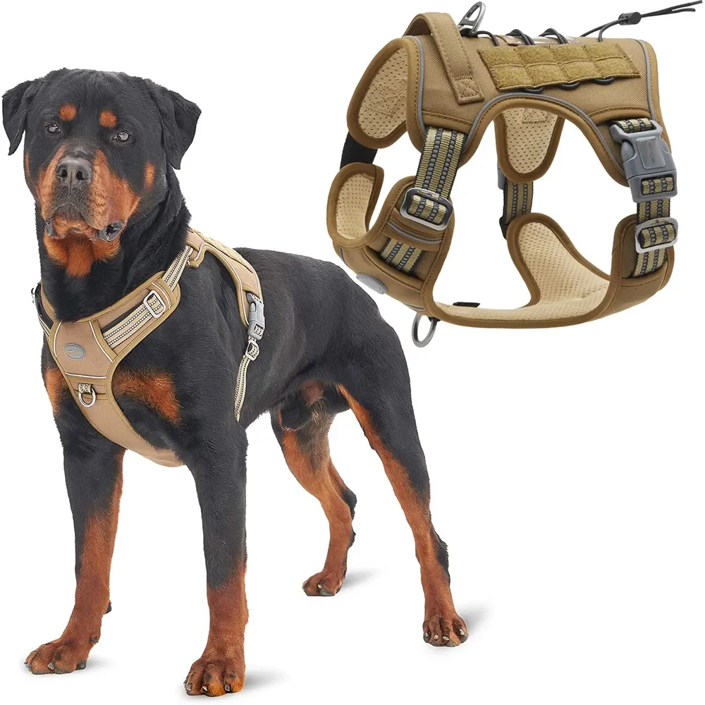 

Tactical Dog Harness for Small Large Dogs No Pull Adjustable Pet Harness and leash Set Reflective K9 Working Training Vest