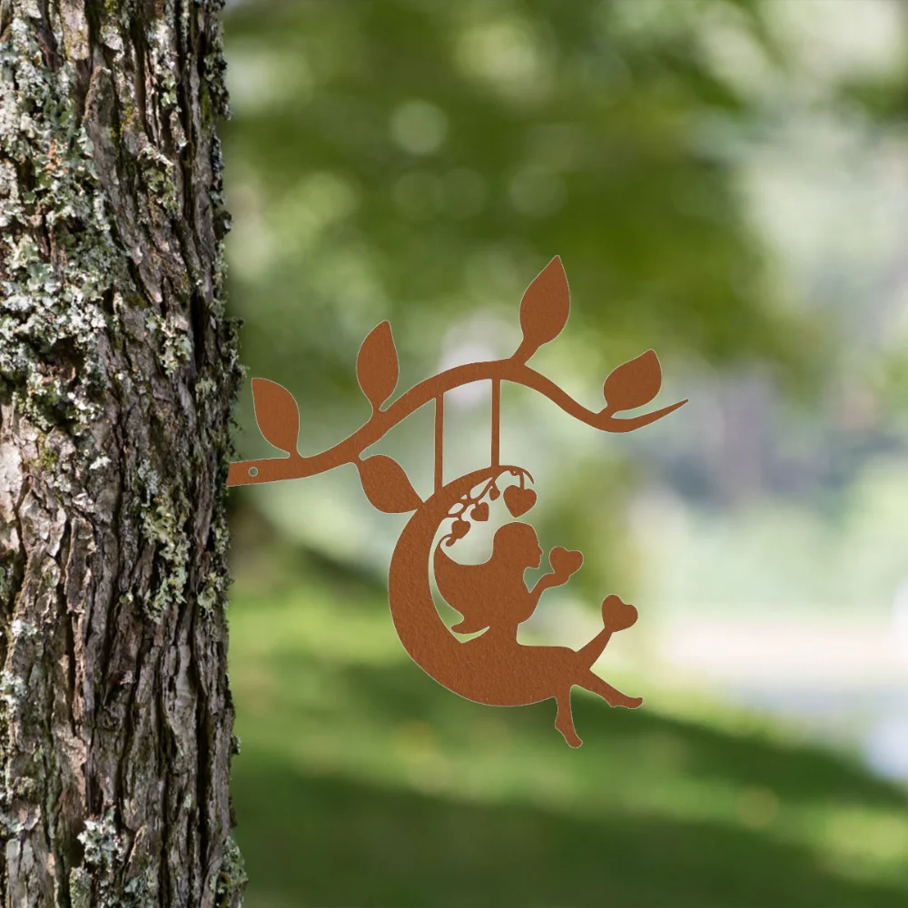 Эльфийские Качели На Ветке Стальной Силуэт Гипсовая Настенная Художественная