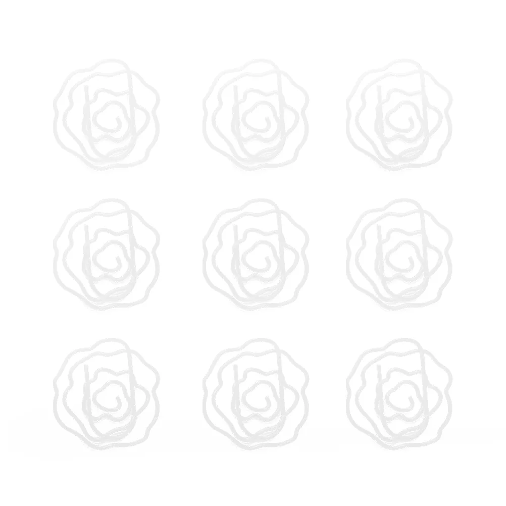 

12pcs Creative Paper Clips Double Colors Rose Paper Simple Note Clips Portable Clamps (White)