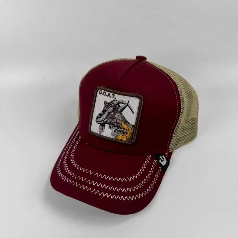 Фото Бейсболка Goorin Bros The Original Trucker The Goat Wine Red Peace Dove, мужская зимняя мягкая кепка, черная кепка с животными принтами №3
