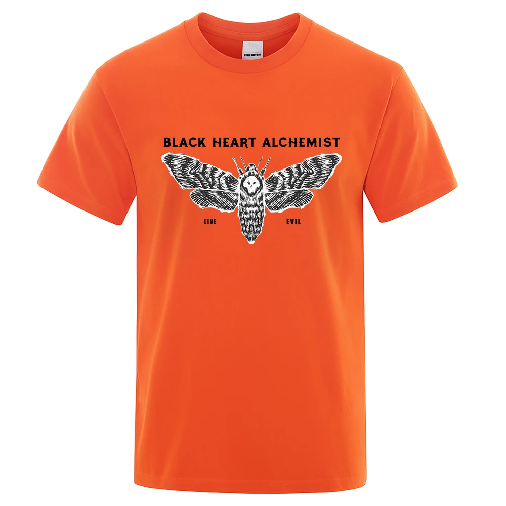 

Black Heart Alchemist Moth Tshirts Man Casual Breathable Cotton Sweat Summer T-Shirts Simplicity Loose Cotton Mens T Shirt
