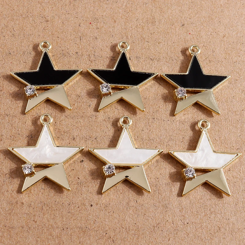 5pcs 21x22mm Cute Enamel Star Charms for Jewelry Making Women Fashion Earrings Pendants Necklaces DIY Bracelets  Accessories