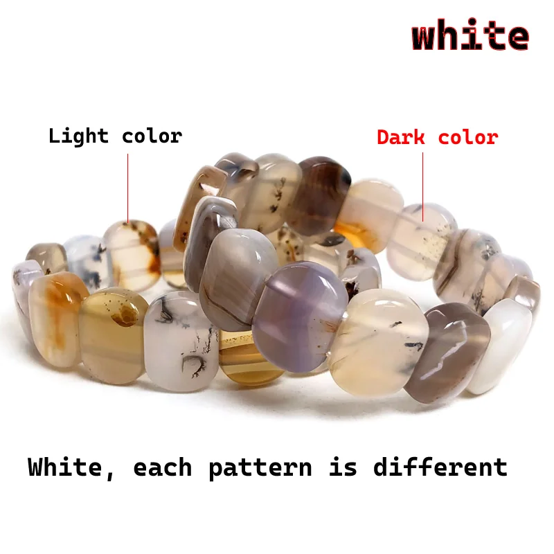 Браслет из агата 14x18 мм Квадратные бусины шелковые радужные полосы женский