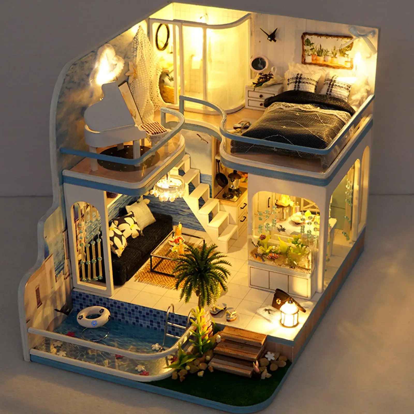 

Creative DIY Miniature Dollhouse Kit W/ LED Lights & Furniture for Girl Kids