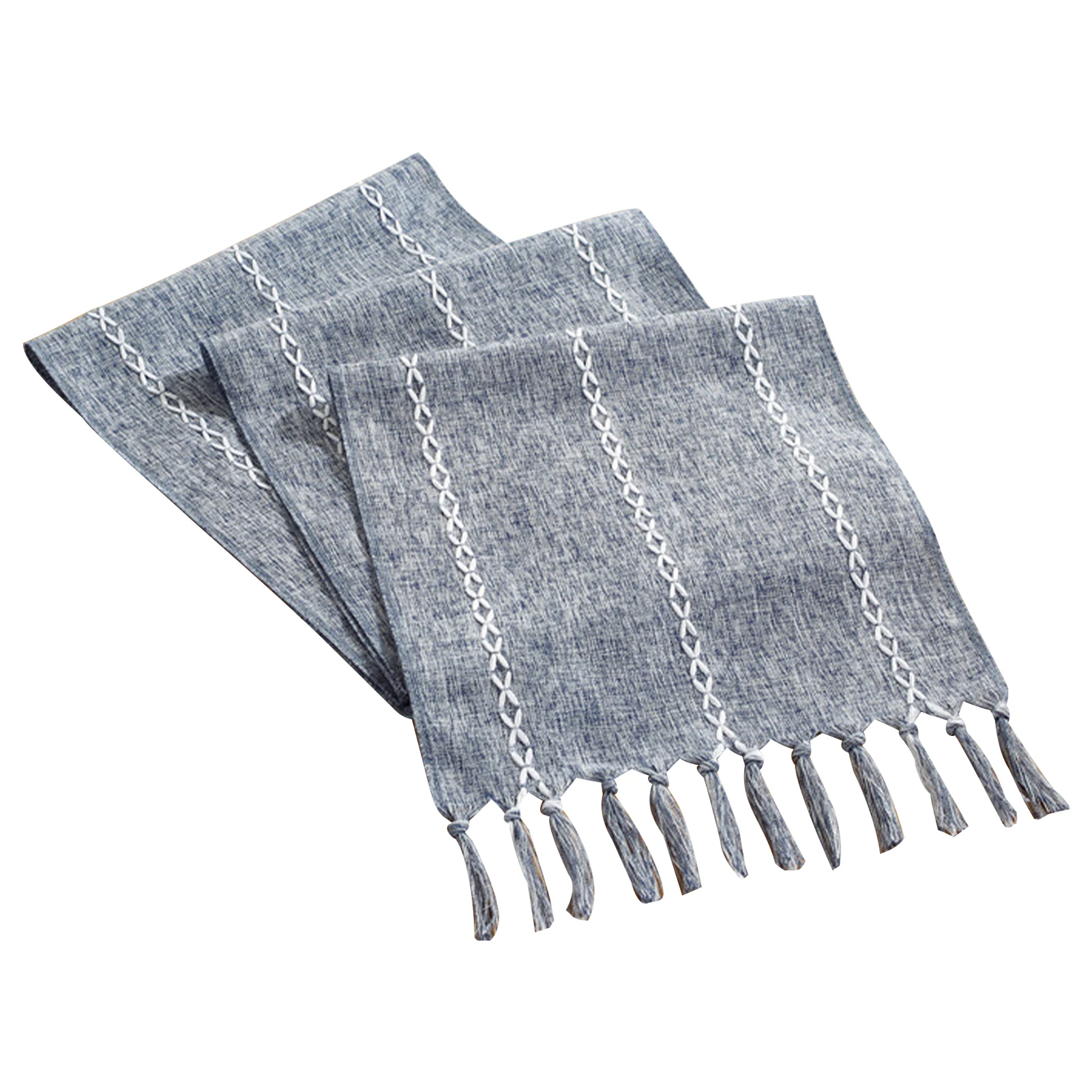 

With Tassels Daily Rustic Embroidered Polyester Celebration Farmhouse Style Washable Dining Room Party Table Runner Tablecloth