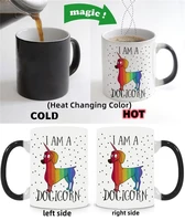 cute dog cups unicorn coffee mug dachshund tea cup novelty heat changing color transforming mug magical morphing mugs wine mugen