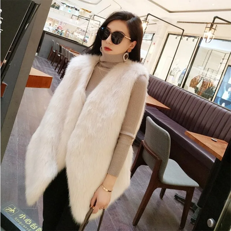 Fall/Winter Fur Vest Midi Women's Hair Vest Young Fashion Womenswear Luxury Coats Veste Femme Jackets Faux Fur Coat for Women
