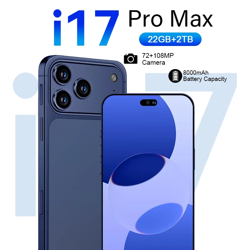 Фото Горячая новинка: высококачественный мобильный телефон i17 Pro Max, 7.3 дюйма HD, глобальная версия, аккумулятор 8000 мАч, оригинальный, с поддержкой двух SIM-карт №1