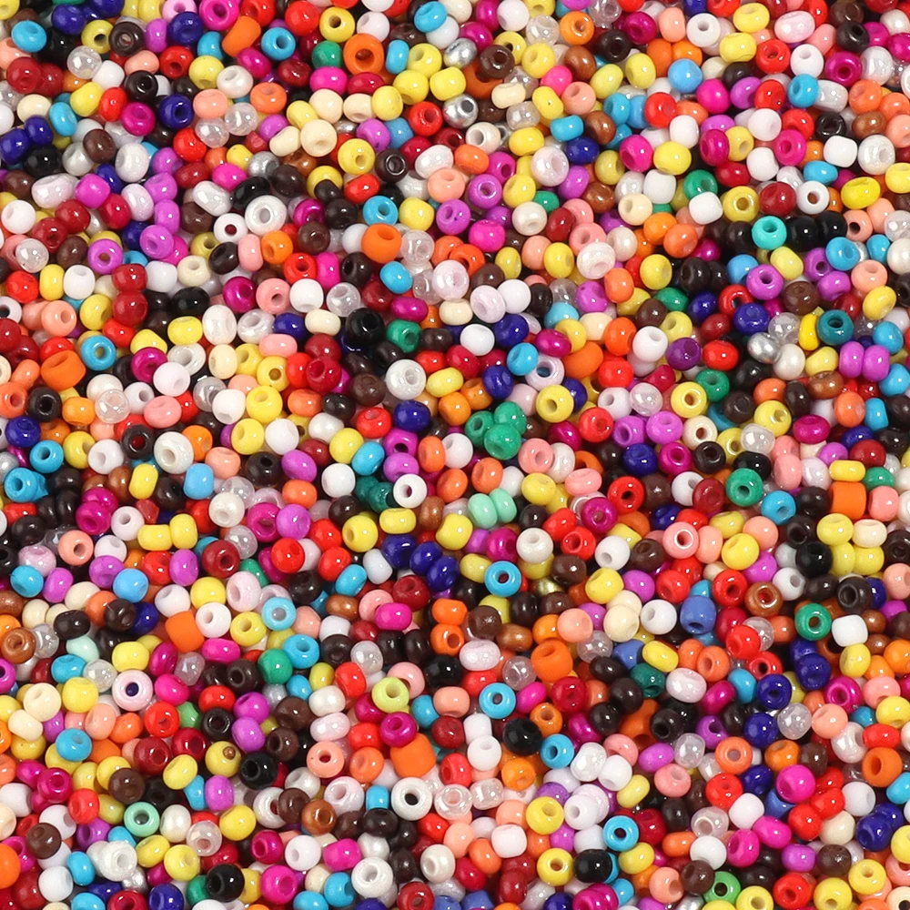 Стеклянные бусины 2 мм однотонного цвета круглые для рукоделия материал