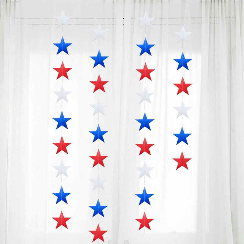 

4m American Independence Day Banners Red White Blue Star Hanging Paper Garland Bunting for USA 4th of July Party DIY Decorations