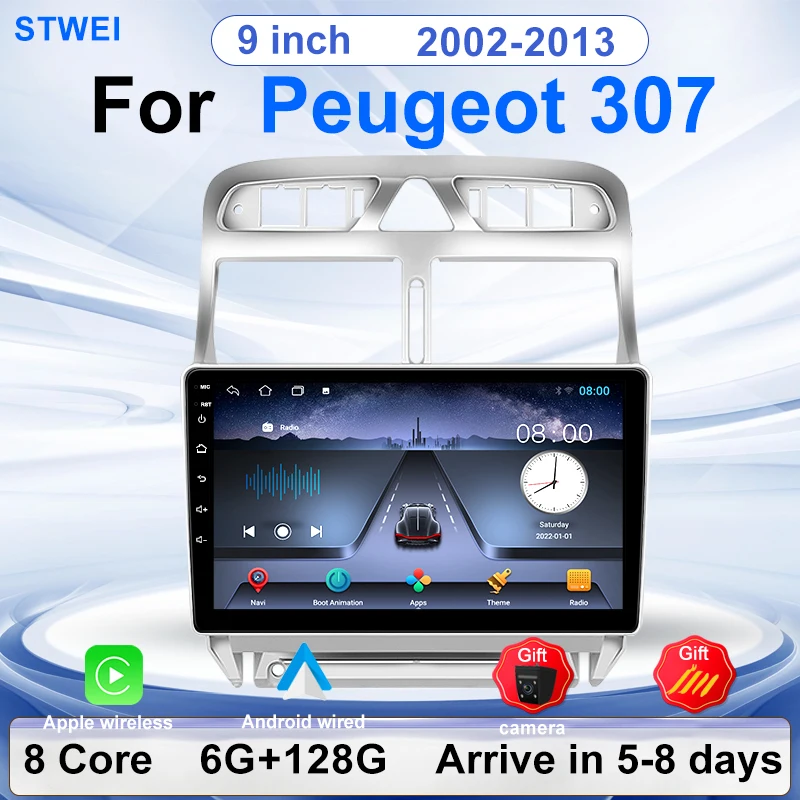 

9-дюймовый автомобильный радиоприемник для Peugeot 307 307CC 307SW 2002-2013, Авторадио, мультимедийный видеоплеер, Android, GPS-навигация, Carplay, SWC, RDS