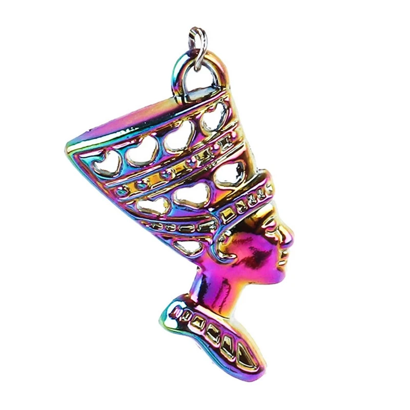 

5pcs/Lot Personality Openwork Love Heart Crown Queen Egypt Pharaoh Rainbow Color Alloy Charms Pendant For Making Supplies