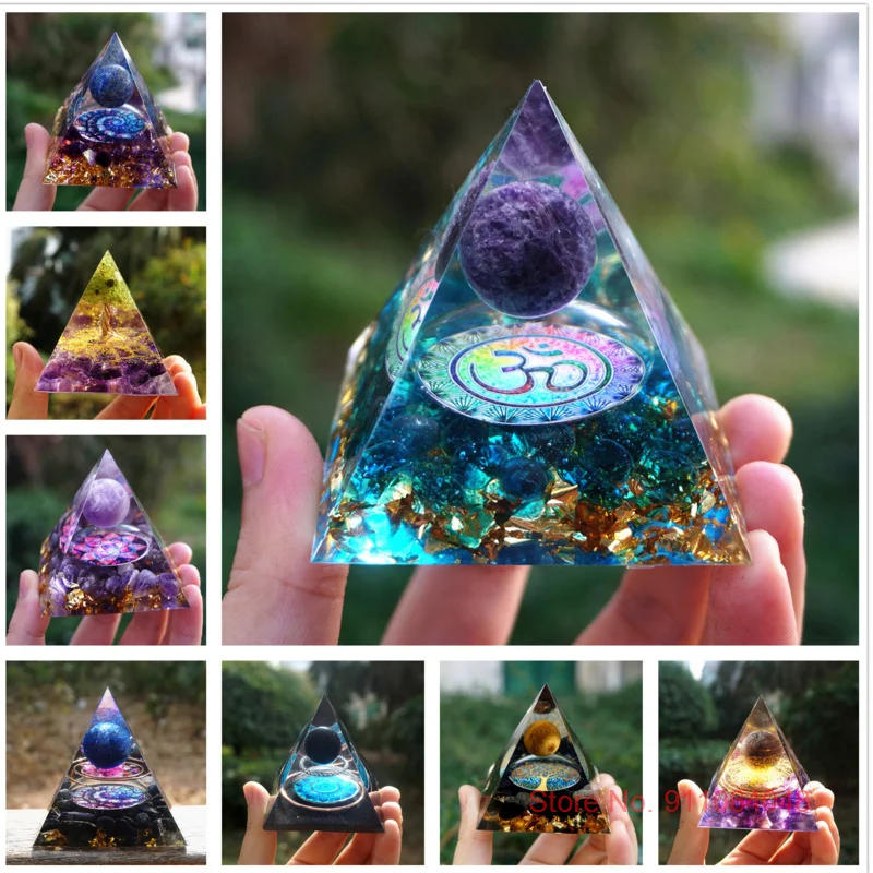 

Multi Style Tree Of Life Orgonite Pyramide Amethyst Obsidian Pyramid Crystal Energy Healing Orgone Collection Spiritual Decor