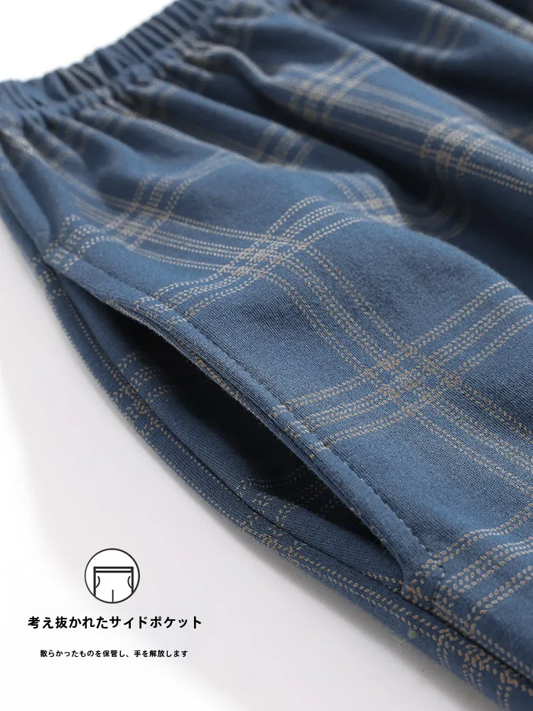 Langsha новые пижамные штаны мужские весенне-осенние брюки в клетку из чистого