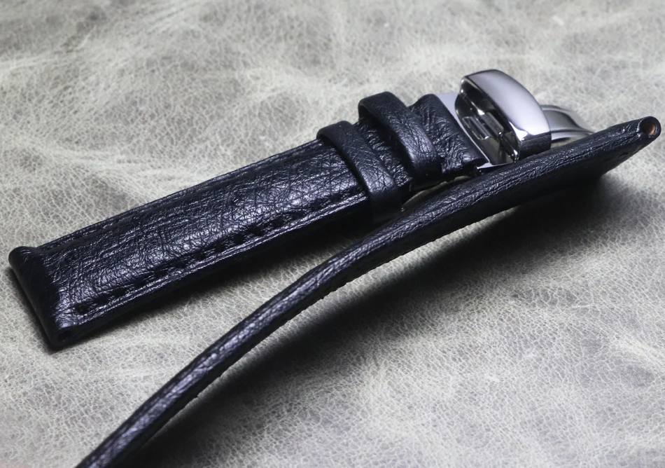 Handmade Thin Men Premium Strap 18 19 20 21 22mm True Belt Wrist Band Real Leather Ostrich Skin Watchband Watch Chain Bracelet