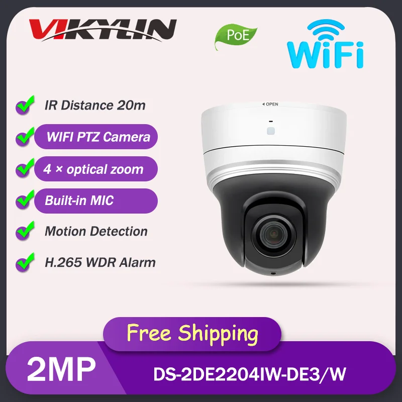 

IP-камера видеонаблюдения VIKYLIN, 2 МП, PTZ, Wi-Fi, 4-кратный зум, HD, H.265