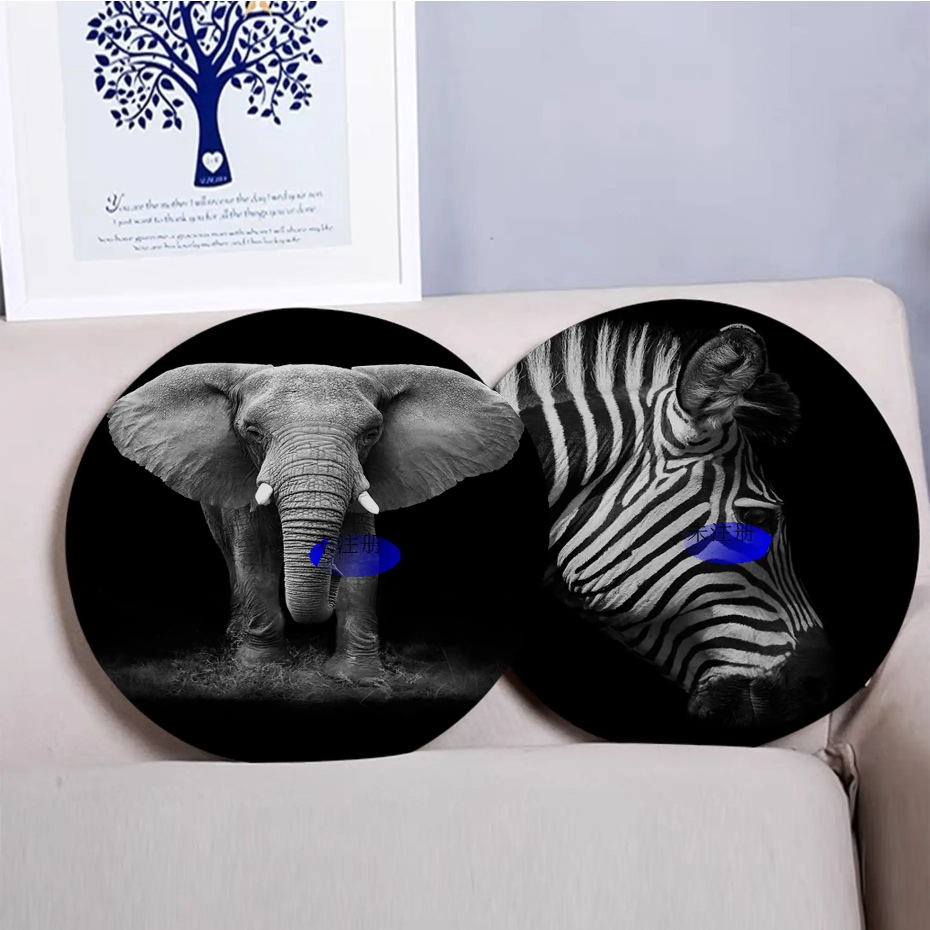 

Black and white animal European Meditation Cushion Stool Pad Dining Chair Tatami Seat Cushion Anti-Slip Cushions Home Decor