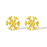 real 18k yellow gold earrings stud for women snowflake earring au750 simple jewelry one pair upscale gift