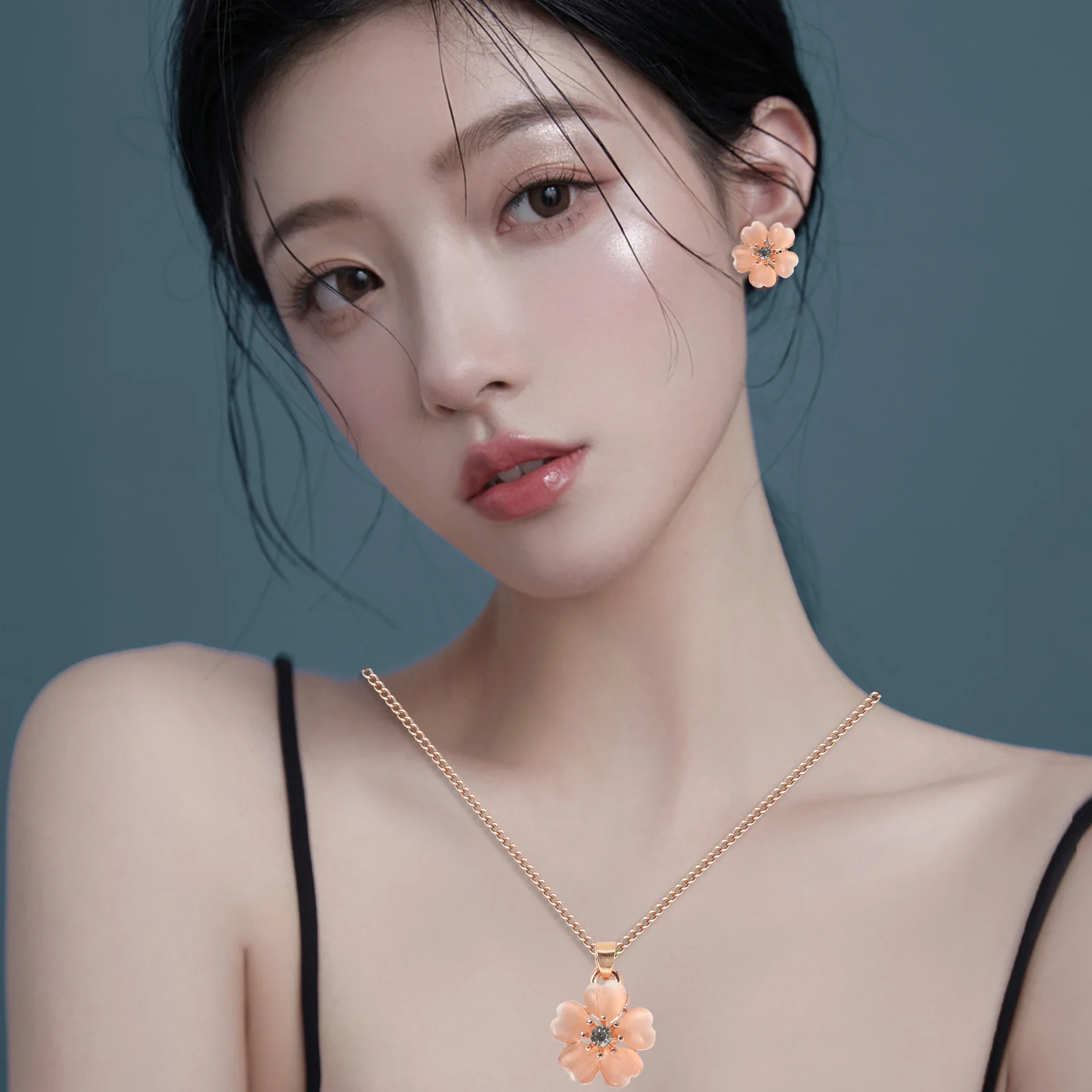 Ожерелье серьги-гвоздики стиль вишни элегантные серьги для женщин и девочек