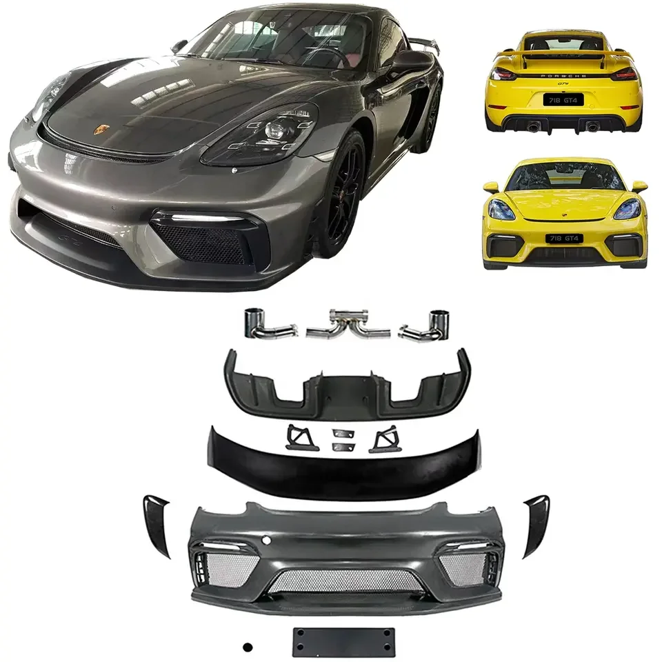 Tiges tiges ES halb trockenes Kohlefaser-Bodykit im GT4-Stil ДЛЯ Boxster Cayman 718 2016-2019 отличный товар
