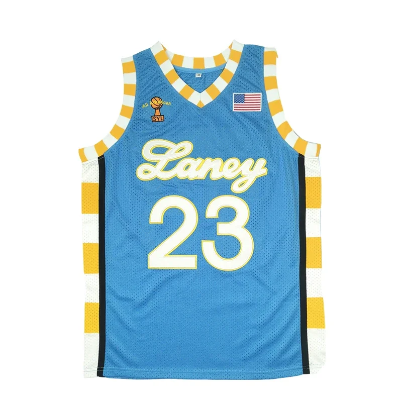 Баскетбольные Джерси LANEY старшая школа 23 Вышивка уличная спортивная одежда