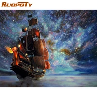 ruopoty star light sea landscape oil painting by numbers for aldult kids unique gift 60x75cm framed modern home living room art