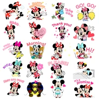 disney mickey minnie love couple print heat transfer stickers iron on patches diy mens and womens t shirt hoodie decoration