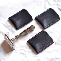 1pc double edge safety razor head sleeve protective case leather without razor 46 5cm