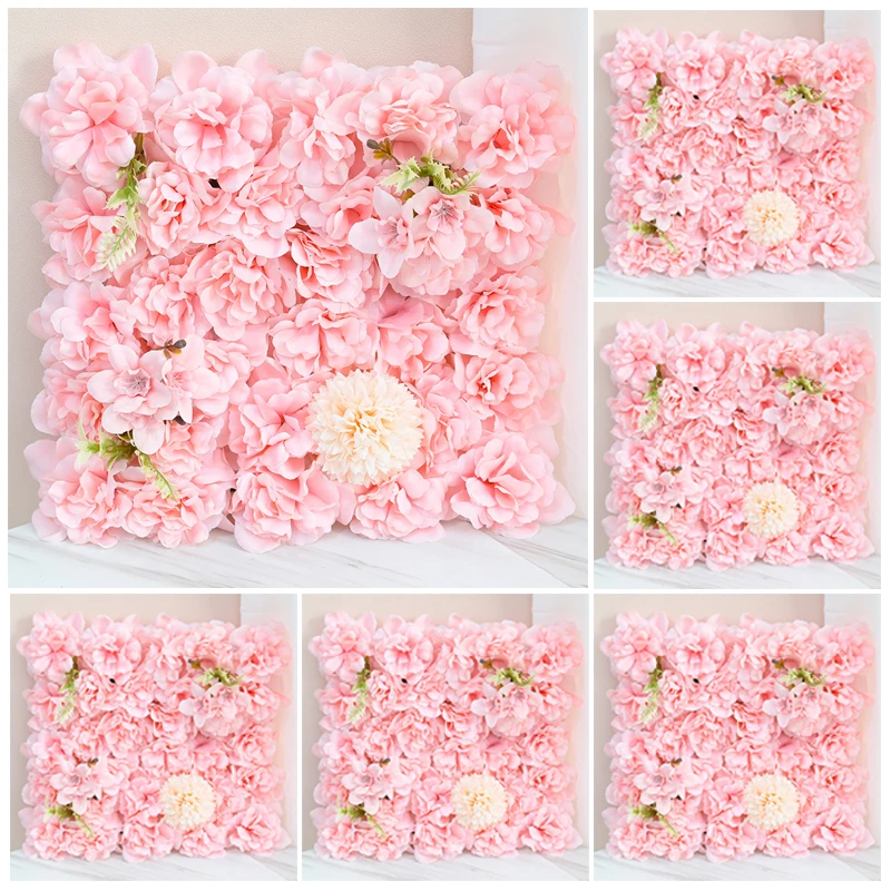 

6PCS Artificial Flowers Wall Panel Faux Roses Flower Wall Backdrop for Birthday Party Wedding Bridal Shower Outdoor Decoration