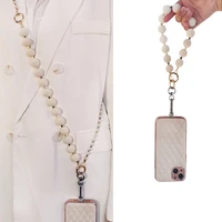 new beads creative pendant with clip universal lanyard mobile phone lanyard crossbody back carry crystal bead lanyard
