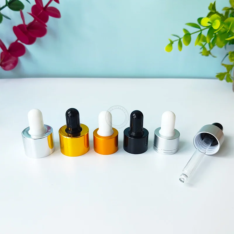 

100Pcs Anodized Aluminum Glass Dropper Cover with Pipette Cosmetics Glass Plastic Bottle Lid Accessories 18mm 20mm Neck Diameter