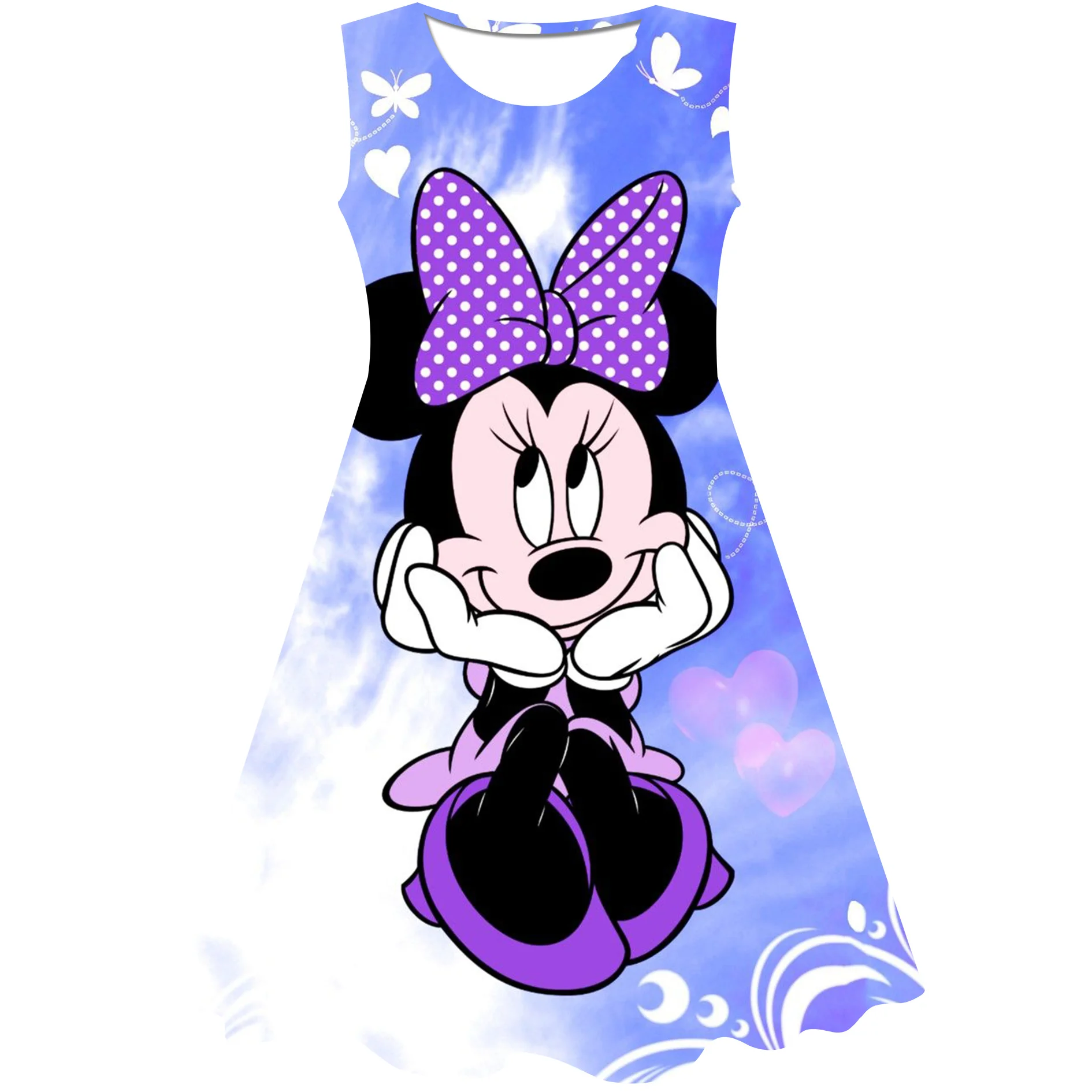 

Disney Anime Mickey Minnie Mouse Cartoon Princess Dress for Girls Summer Clothing Minnie Mickey Mouse Party Kids Casual Dresses