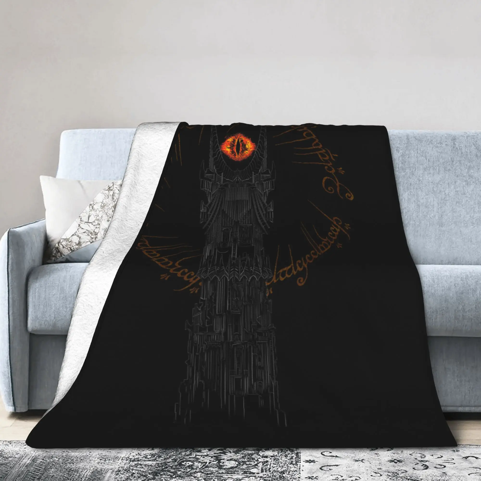 Фото Одеяло L-Lords Of The R-Rings Tower of Mordor, фланелевое летнее портативное супер теплое одеяло для кровати, спальни, коврик №4